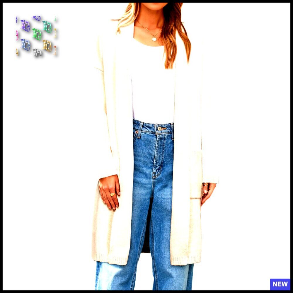Oversized Chunky Knit Cardigan Sweater Coatigan Open Front Knee Length